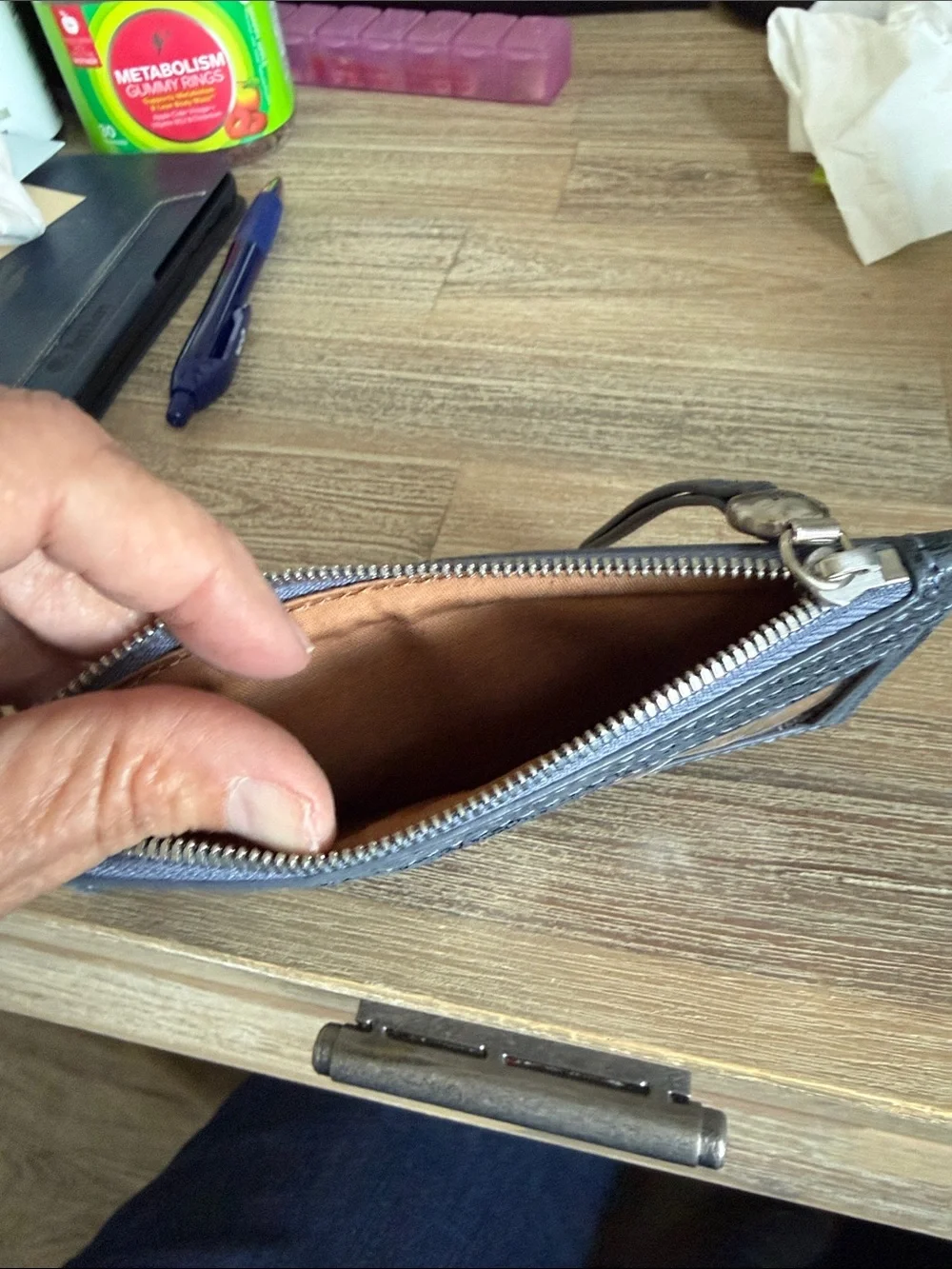 HOBO Women’s Denim Blue  Sueded Leather Card Case